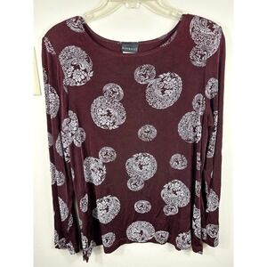 VTG Citiknits Peacock Bird Novelty Print Top Women's S Slinky Stretch BOHO Party
